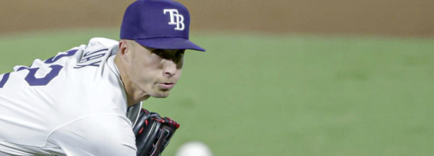 Tampa Bay Rays starting pitcher Griffin Jax in action in an MLB game