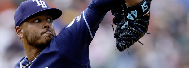Tampa Bay Rays starting pitcher Peralta in action in an MLB game