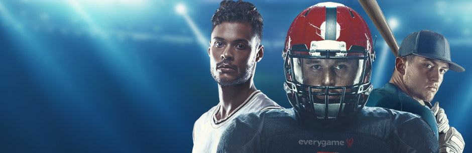 A football player, a basketball player and a baseball player