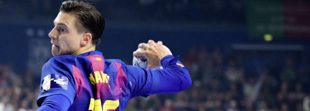 Barcelona Handball-Spieler Makuc im Einsatz in der Champions League