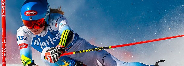US-Skistar Mikaela Shiffrin im EInatz im Weltcup