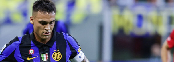 Inter Milan soccer star Lautaro Martinez celebrates a goal in Serie A